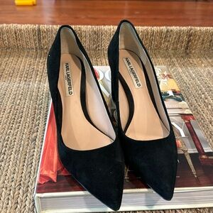 Karl Lagerfeld Black Suede Block Heel